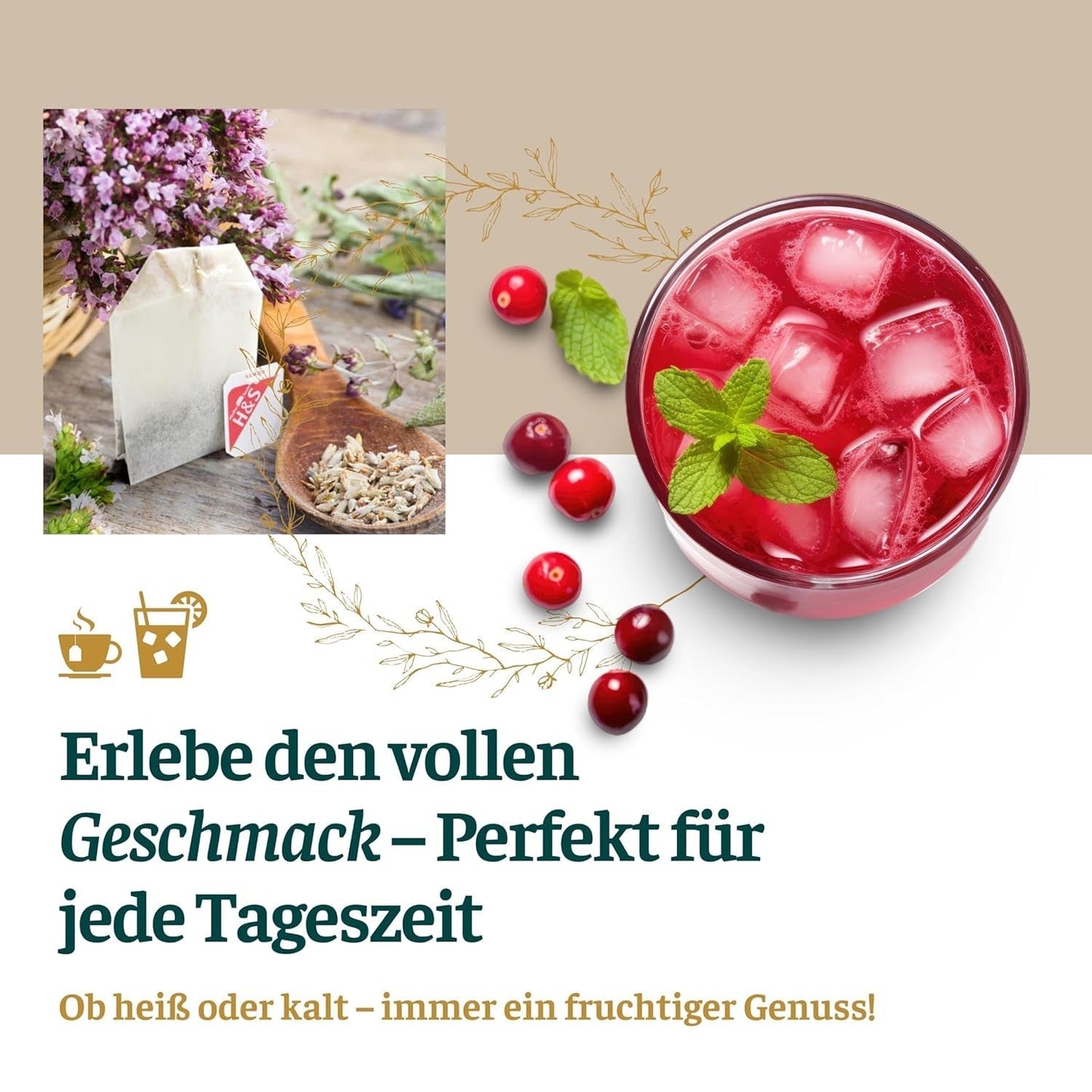 H&S Vitamin C Früchtetee: Geschmackvolle und erfrischende Früchteteemischung, 20 x 2,7 g