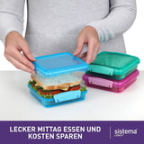 Lunchbox-Sandwichbox-System | 450 ml | stapelbare und luftdichte Lunchbox mit Deckel | für Kinder und Erwachsene | ohne BPA | gemischte Farben | 3 Stück Naty Shop Lebensmittel-Aufbewahrungsboxen