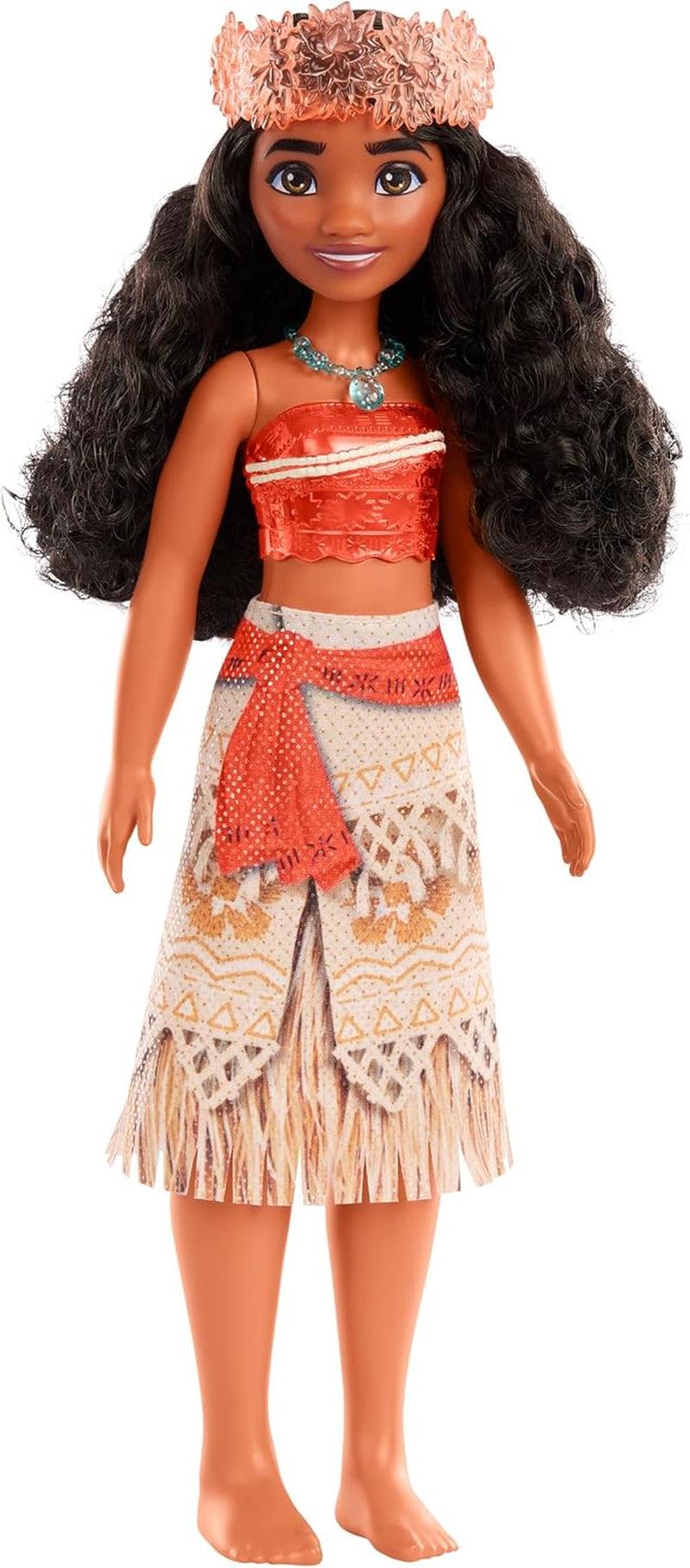 Mattel DISNEY Moana – bewegliche Modepuppe mit Glitzer-Outfit, abnehmbarem Stirnband und Halskette, für Kinder ab 3 Jahren, HPG68