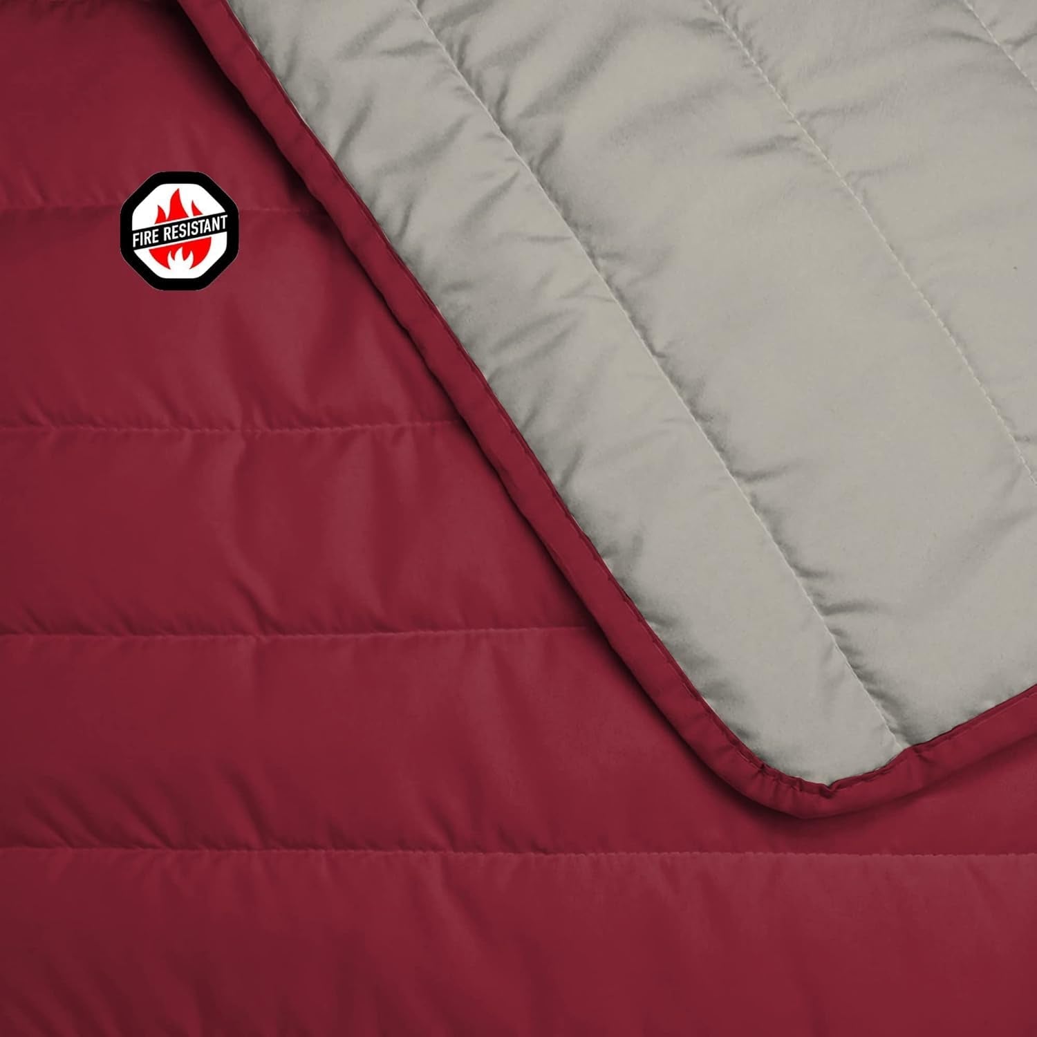 Sommerdecke aus italienischem Leinen, feuerfest, Mikrofaser, zweifarbig, Bordeaux/Hellgrau, 170 x 270 cm Steppdecken und Steppdecken Naty Shop