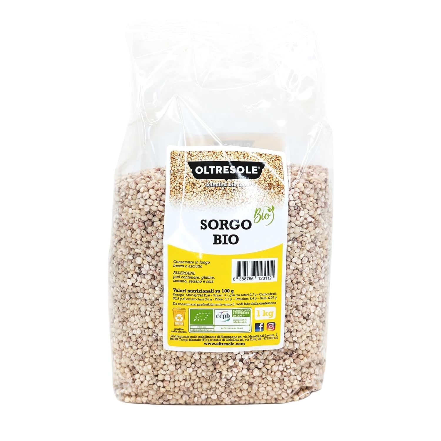 Bio-Weißhirse, 1 kg, geschält, Rohkorn, biologisch angebaut in Italien, ideales Paket für die Familie