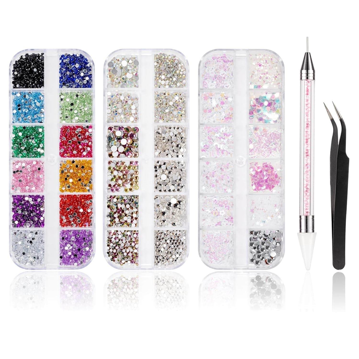5600 Stück Strasssteine ​​​​Nägel Nail Art, 36 Farben Glitzersteine, Dekorationen Nagelsteine ​​​​Für Nagelkunst, Einschließlich Wachsstift Für Strasssteine ​​​​Und Strass-Picker