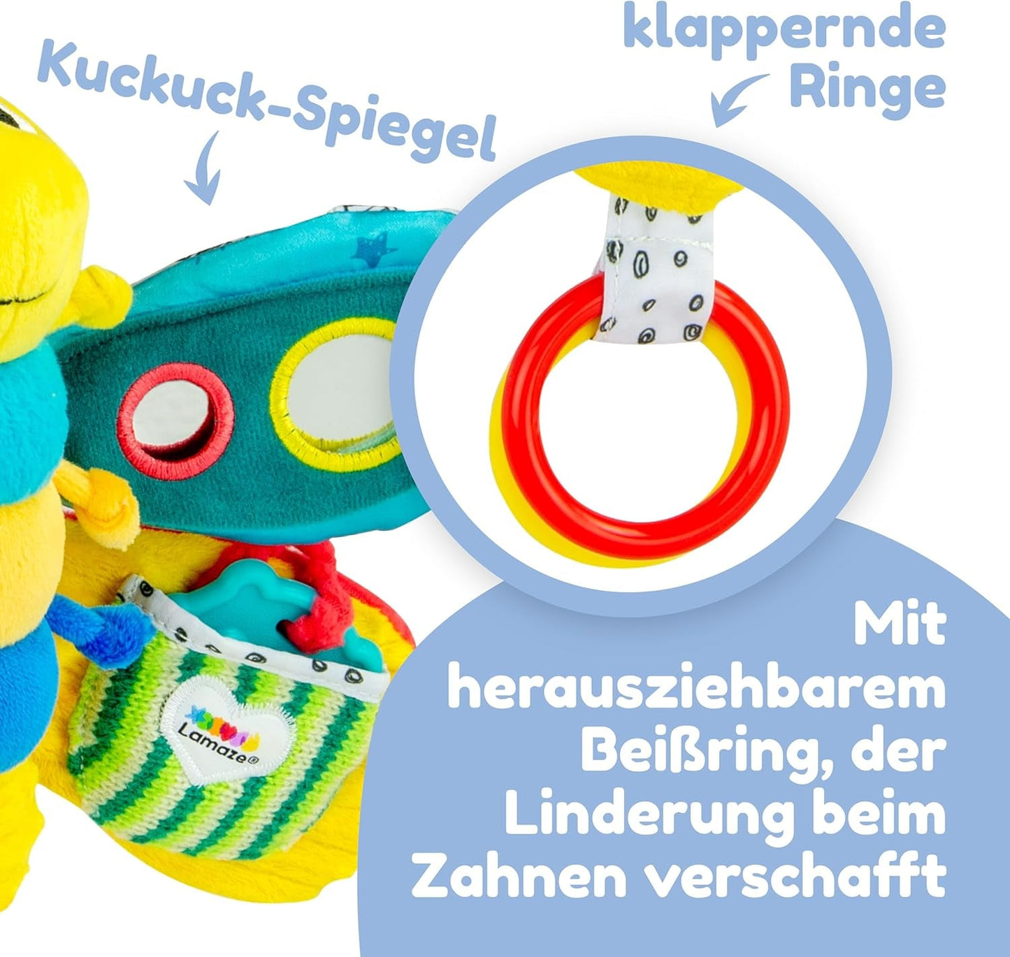 Lamaze Babyspielzeug „Freddie das Glühwürmchen“ Clip & Go, hochwertiges Spielzeug für Kleinkinder, Griffanhänger zur Stärkung der Eltern-Kind-Beziehung, ab 0 Monaten, mehrere Farben Bebe Toys Naty Shop