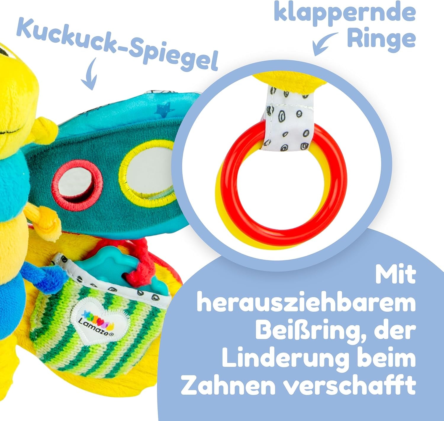Lamaze Babyspielzeug „Freddie das Glühwürmchen“ Clip & Go, hochwertiges Spielzeug für Kleinkinder, Griffanhänger zur Stärkung der Eltern-Kind-Beziehung, ab 0 Monaten, mehrere Farben Bebe Toys Naty Shop