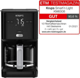 Krups Smart'n Light Kaffeemaschine mit Timer, für 1,25 Liter Filterkaffee, Warmhaltefunktion, Abschaltautomatik, Schwarz, KM600810