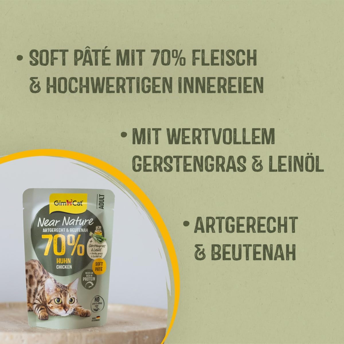 GimCat Near Nature Trial Mix 12er Pack – getreidefreies Nassfutter für Katzen ab 7 Monaten mit artgerechter und beutespezifischer Rezeptur – 12 Beutel (12 x 85 g)