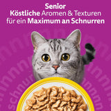 Whiskas 7+ Nassfutter für Katzen, Auswahl an Geflügel in Sauce, 24 x 85 g (2 Packungen) – hochwertiges Nassfutter ab 7 Jahren in 48 Portionsbeuteln