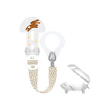 MOM Clip it! & Cover Schnullerband mit Saugerschutz, Längenverstellbarer Schnullerhalter mit abnehmbarem Ring, Geeignet für Schnuller, Beißringe und Spielzeug, Hase