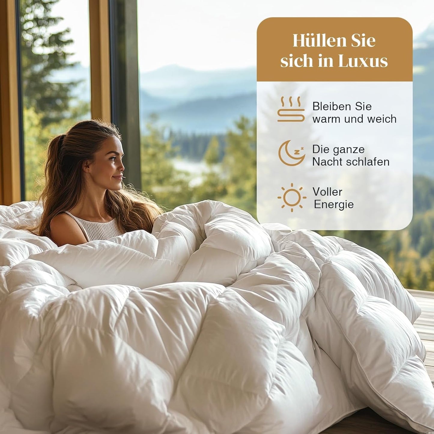 135 x 200 Ganzjahresdecke aus 100 % Baumwolle mit Gänsedaunen, dick gefüllte Federdecke, kein lebender Plüsch, extra flauschige Übergangsdecke, 3D-Schallkasten, Einzelbett, weiße Steppdecken und Steppdecken, Naty Shop
