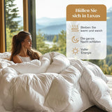 135 x 200 Ganzjahresdecke aus 100 % Baumwolle mit Gänsedaunen, dick gefüllte Federdecke, kein lebender Plüsch, extra flauschige Übergangsdecke, 3D-Schallkasten, Einzelbett, weiße Steppdecken und Steppdecken, Naty Shop