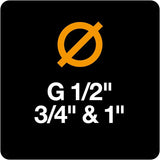 Fiskars Water Wheel Wasserschlauch-Set mit 2 Schlauchanschlüssen und Wasserhahnanschluss, Universalgröße, Torsionssteifigkeitsstufe 4 (von 5), 1,8 m, Ø 1,3–1,5 cm (1/2–5/8 Zoll), Schwarz/Orange/Blau, 1057621