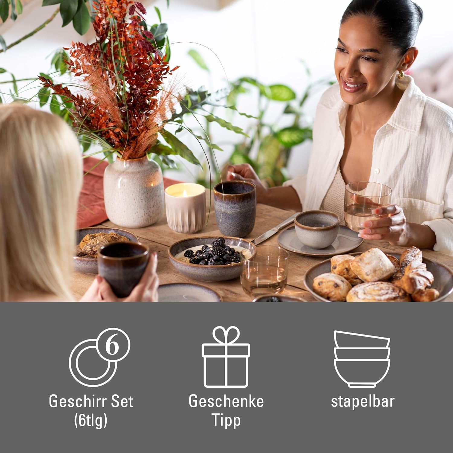 Lave beige Frühstücksset von Villeroy & Boch, 6-teilig