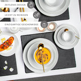 Sänger New Port Kaffeetassen-Set, 12 Tassen-Set für 6, weiße Porzellantassen und Untertassen, 150 ml | DIE PREMIUM-KOLLEKTION