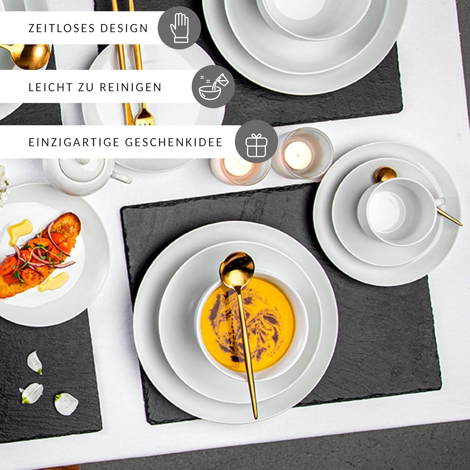 Sänger New Port Kaffeetassen-Set, 12 Tassen-Set für 6, weiße Porzellantassen und Untertassen, 150 ml | DIE PREMIUM-KOLLEKTION