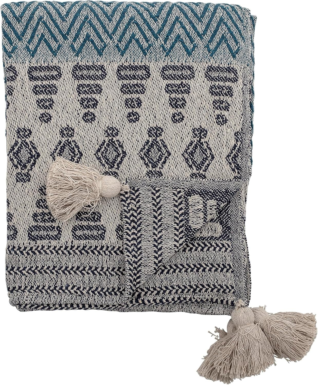 Bloomingville Tagesdecke, schwarz, Baumwolle, 160 cm. Blaue Bloomingville-Betten und Decken 160 x 130 cm