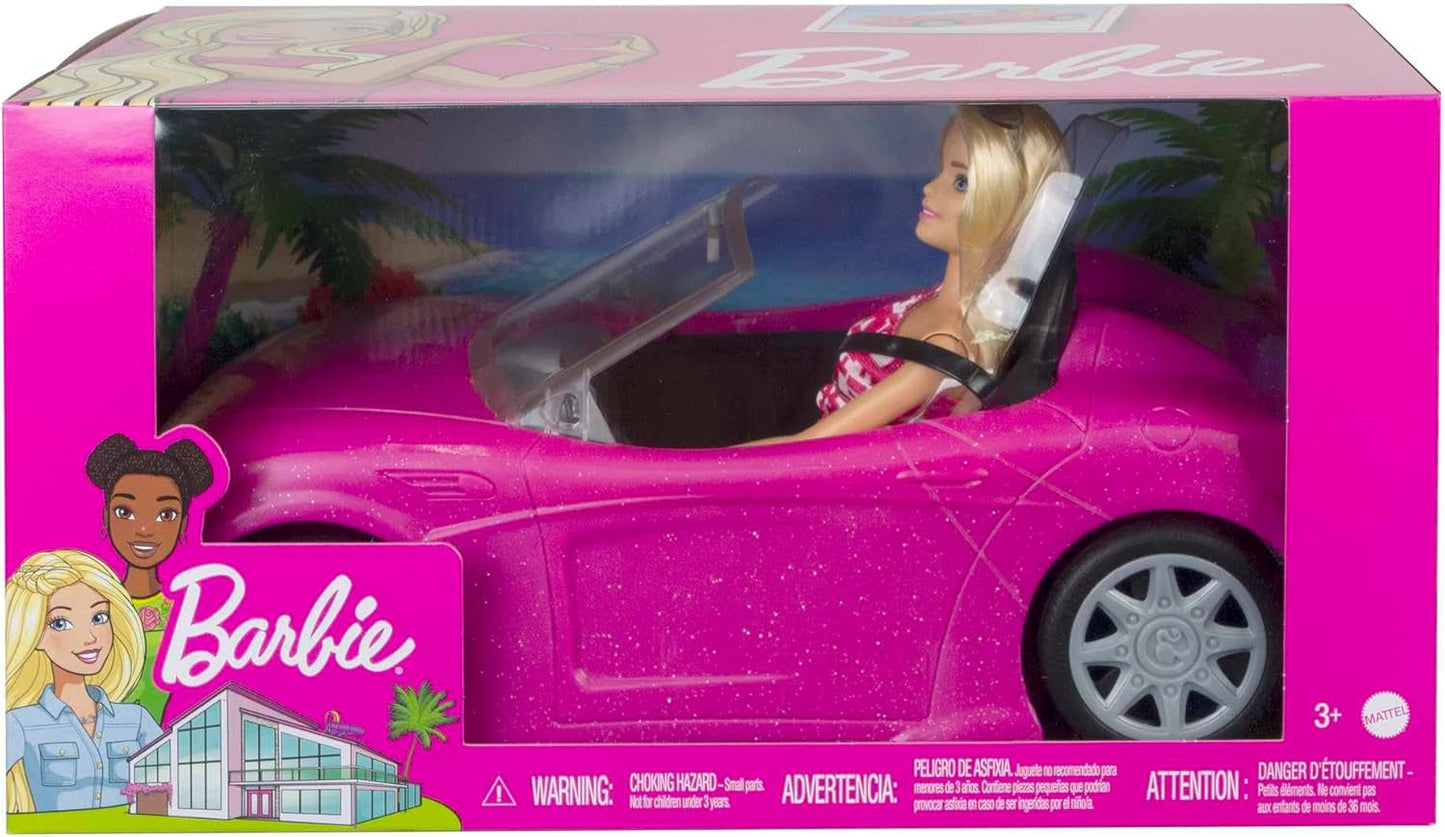 Barbie-Puppe und rosa glitzerndes Cabriolet, realistisches Reifenlogo, 3 Jahre altes Spielzeug, DJR55 Naty Shop Dolls