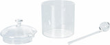 300 ml transparentes Borosilikatglas mit Deckel und Löffel „Good Morning“.