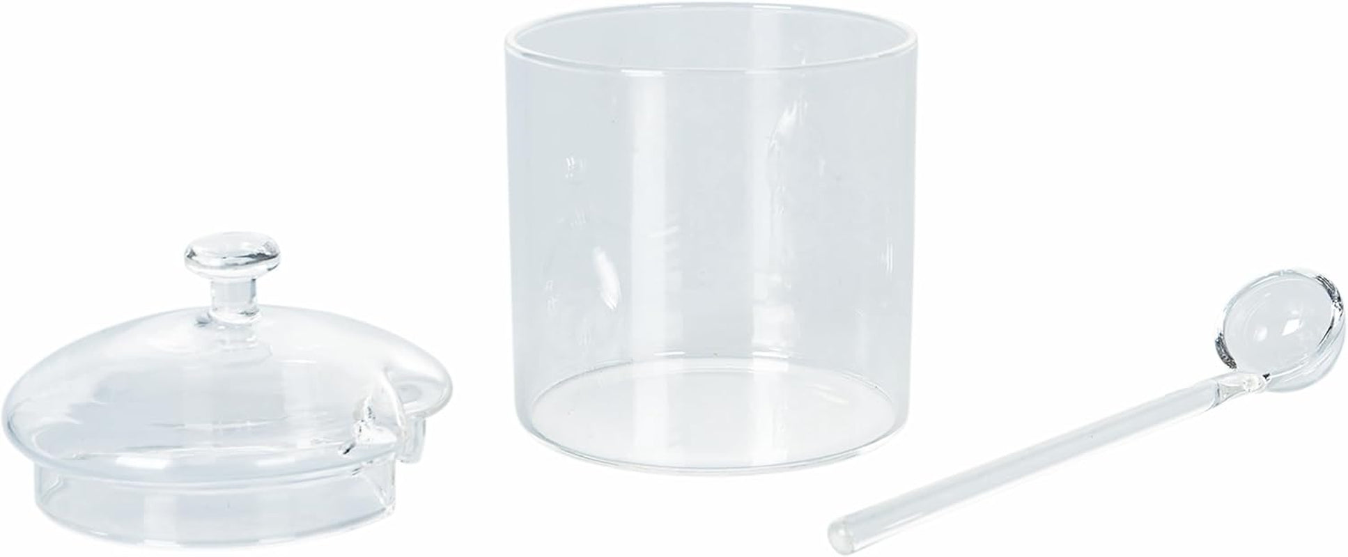 300 ml transparentes Borosilikatglas mit Deckel und Löffel „Good Morning“.