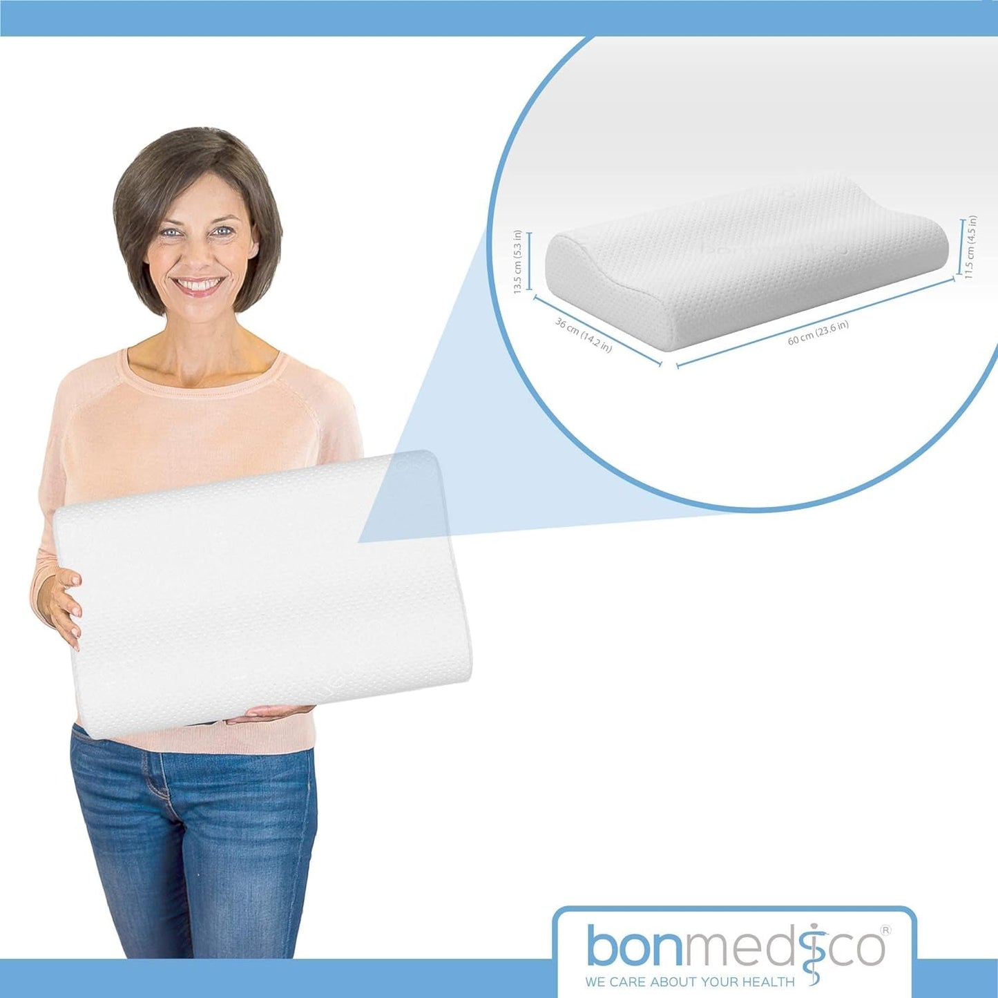 Bonmedico großes ergonomisches Kissen – orthopädisches Nackenstützkissen – Nackenkissen für Seitenschläfer, Rückenschläfer – Memory-Schaum-Kissen – Schlafkissen für Erwachsene – Wellness-Geschenke. Orthopädische Nackenkissen Naty Shop