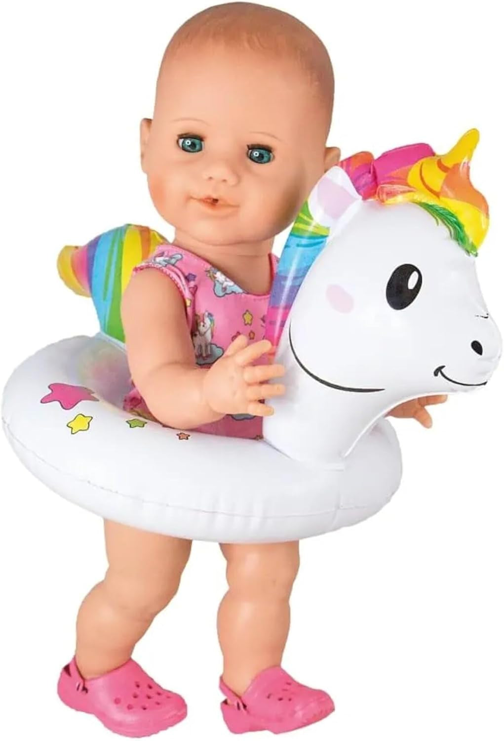 Heless 6601 – Henri Einhorn-Schwimmring für Puppen, Größe 28–35 cm, für Pool-, See- und Badewannenspaß