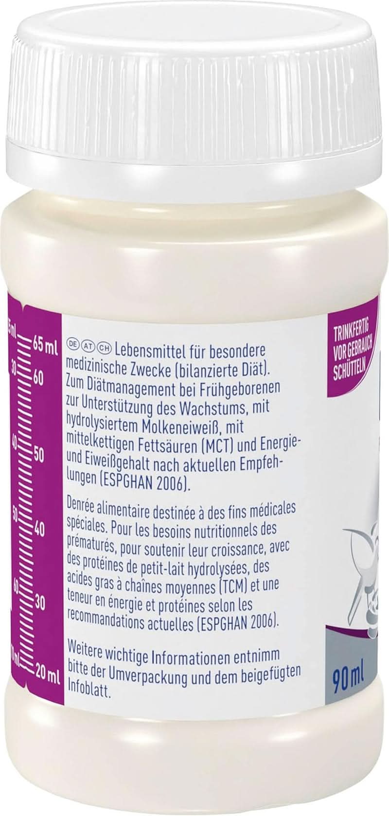 Nahrung für Frühgeborene BEBA Level 2, Spezialnahrung für Frühgeborene und Neugeborene mit geringem Gewicht, trinkfertig, 32er Packung (32 x 90 ml) Naty Shop