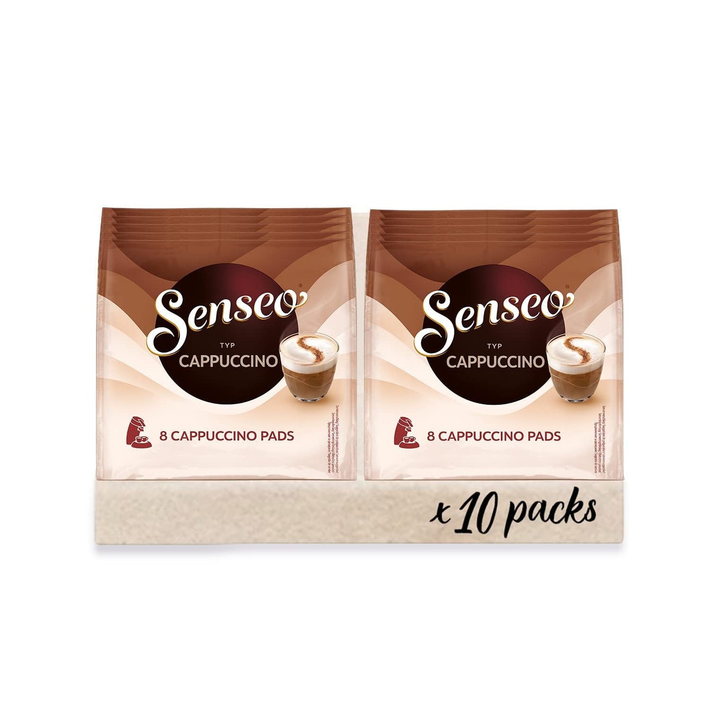 Cappuccino-Pads, 10 x 8 Getränke, 80 Kaffee-Pads, inklusive Pad-Dosis