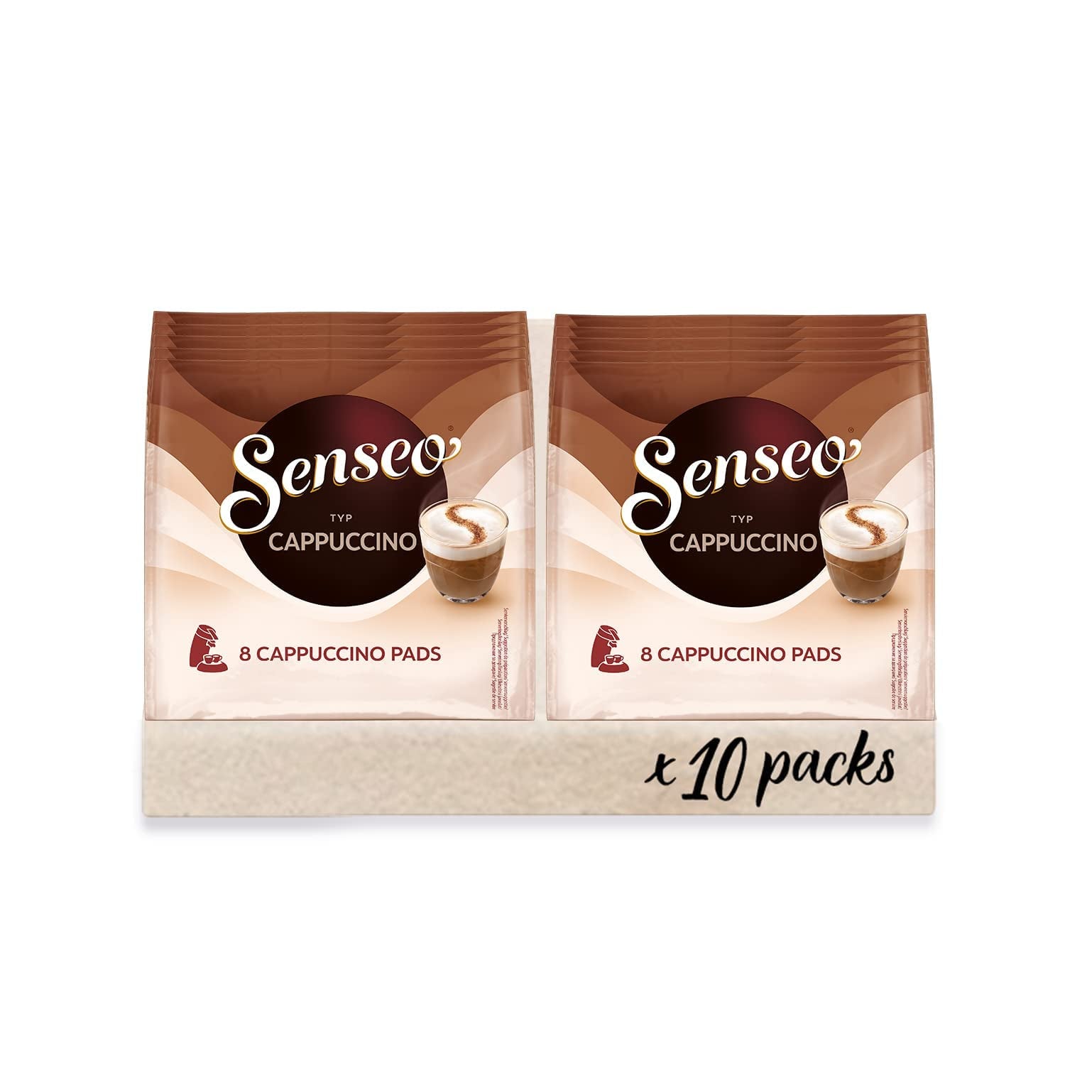 Cappuccino-Pads, 10 x 8 Getränke, 80 Kaffee-Pads, inklusive Pad-Dosis