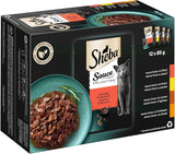 Sheba Sauce Collection Nassfutter für Katzen, Portionsbeutel, salziges Multipack, 4x12x85g