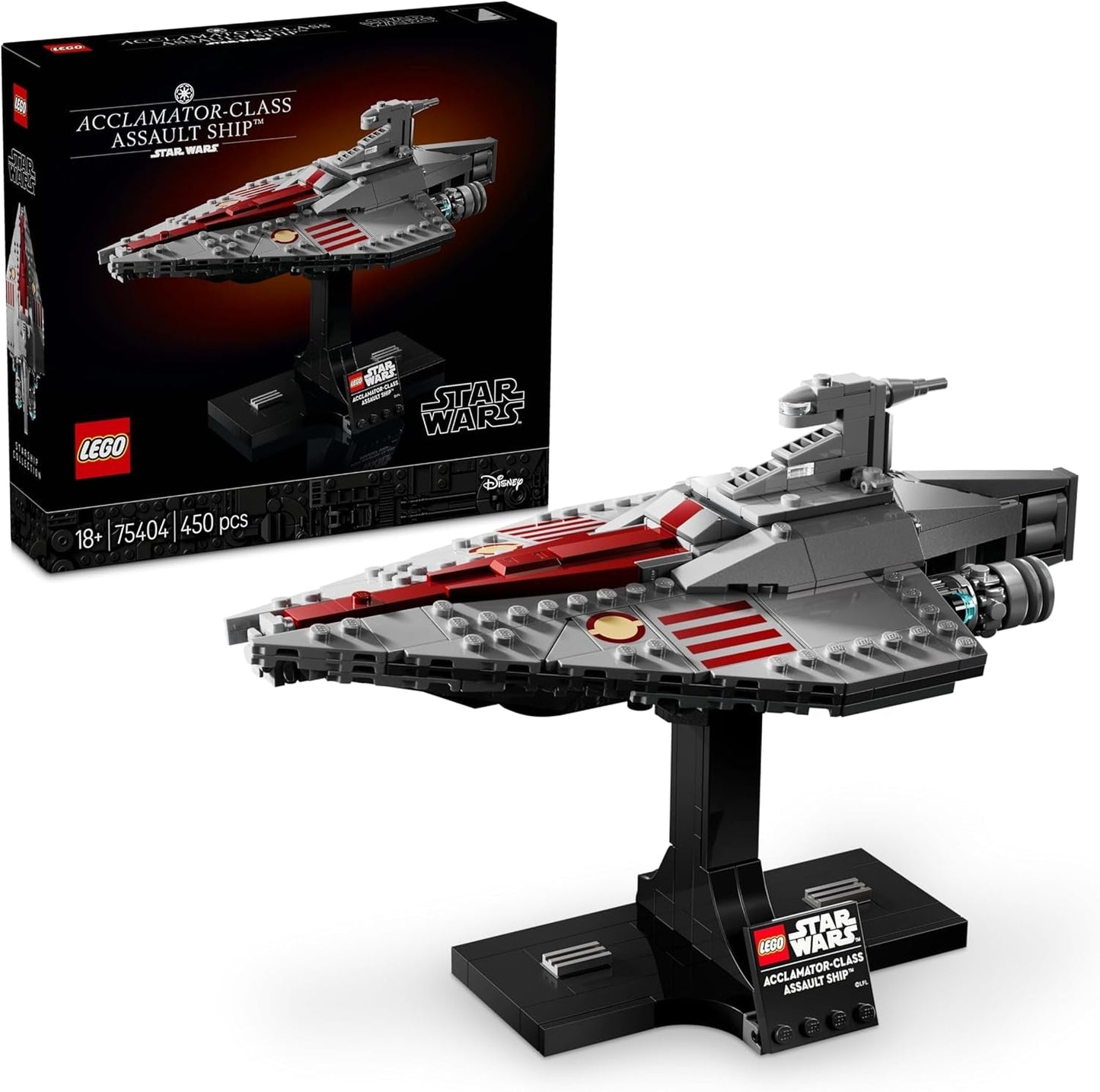 LEGO Star Wars 75404 Angriffsschiff der Acclamator-Klasse aus „Angriff der Klonkrieger“ – Raumschiff zum Sammeln, Bauen und Ausstellen – Fantasy-Bauset – Geschenk für Erwachsene und Teenager-Fans. Bausets. Besuchen Sie den LEGO-Store. Standardtitel