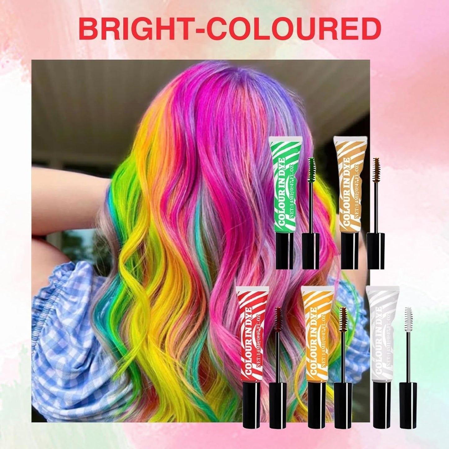 5 Farben Temporäre Haarfarbe für Kinder, waschbare Farbe, Mascara, Haarkreide, Salon-Haarfarbe, Naty Shop