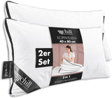 Kissen 80 x 80 cm – 2-in-1-Design – Kissen im Kissen – atmungsaktives und waschbares großes Schlafkissen und 100 % vegan – 2 Kissen 3 Optionen – Kissen mit 600 g und 1200 g Füllung Naty Shop Standardkissen Premium-Kissen 2er-Set – 40 x 80 cm