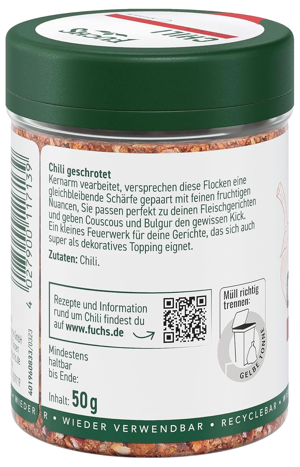 Fuchs Chiliflocken, 50 Gramm Gewürze Naty Shop