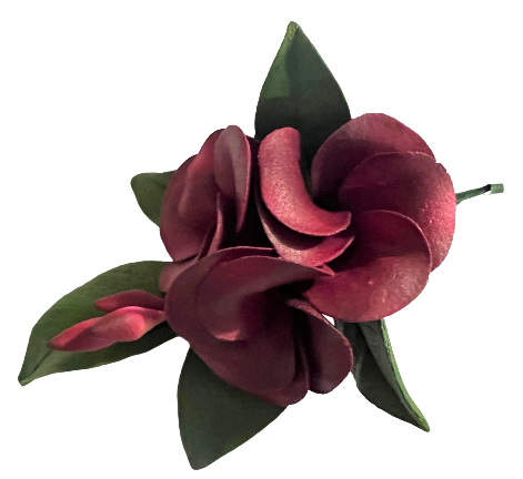 Zuckerdekorationen, Blumenstrauß aus burgunderfarbenen Plumeria Nati Shop