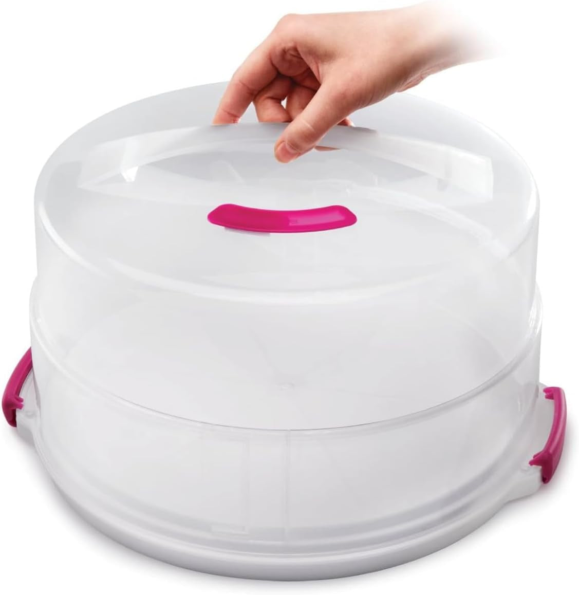 Metaltex Kuchenbehälter, höhenverstellbar, Polypropylen, weiß/transparent, ⌀ 30 cm, höhenverstellbar 8 und 15 cm Frischhaltedosen Naty Shop