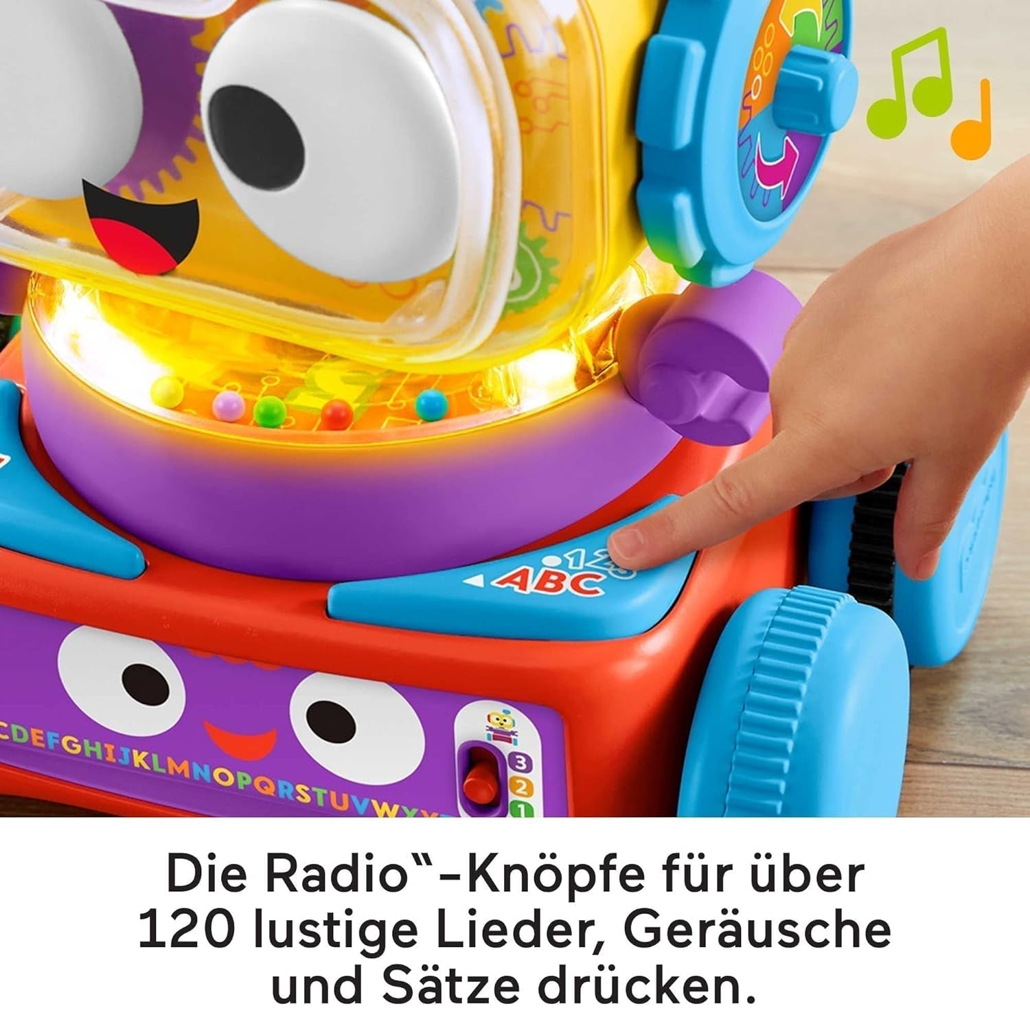 Fisher-Price 4-in-1 Lernroboter Linus für Babys und Kleinkinder, Spielzeug ab 6 Monaten – Deutschsprachig, HCK39 Babyspielzeug Naty Shop