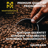 Espressobohnen Martermühle Cioccolato 500g Stark | Arabica/Robusta | Geschmacksrichtungen: Macadamianüsse, Milchschokolade | Hell geröstete ganze Espressobohnen, geringer Säuregehalt
