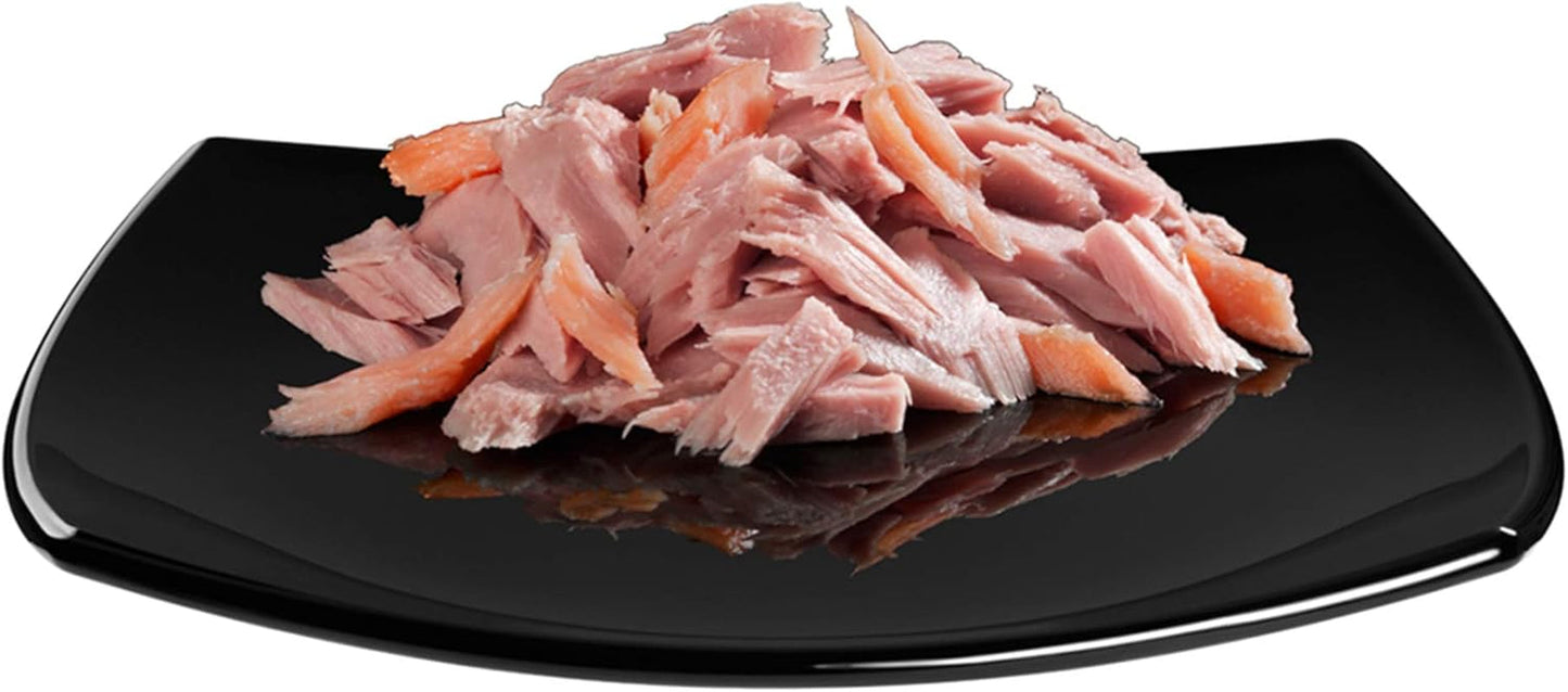 GimCat ShinyCat Filet – Katzenfutter für ausgewachsene Katzen mit 100 % Filet – Ohne Zuckerzusatz, glutenfrei – Thunfisch mit Lachs – 1 Dose (1 x 70 g)