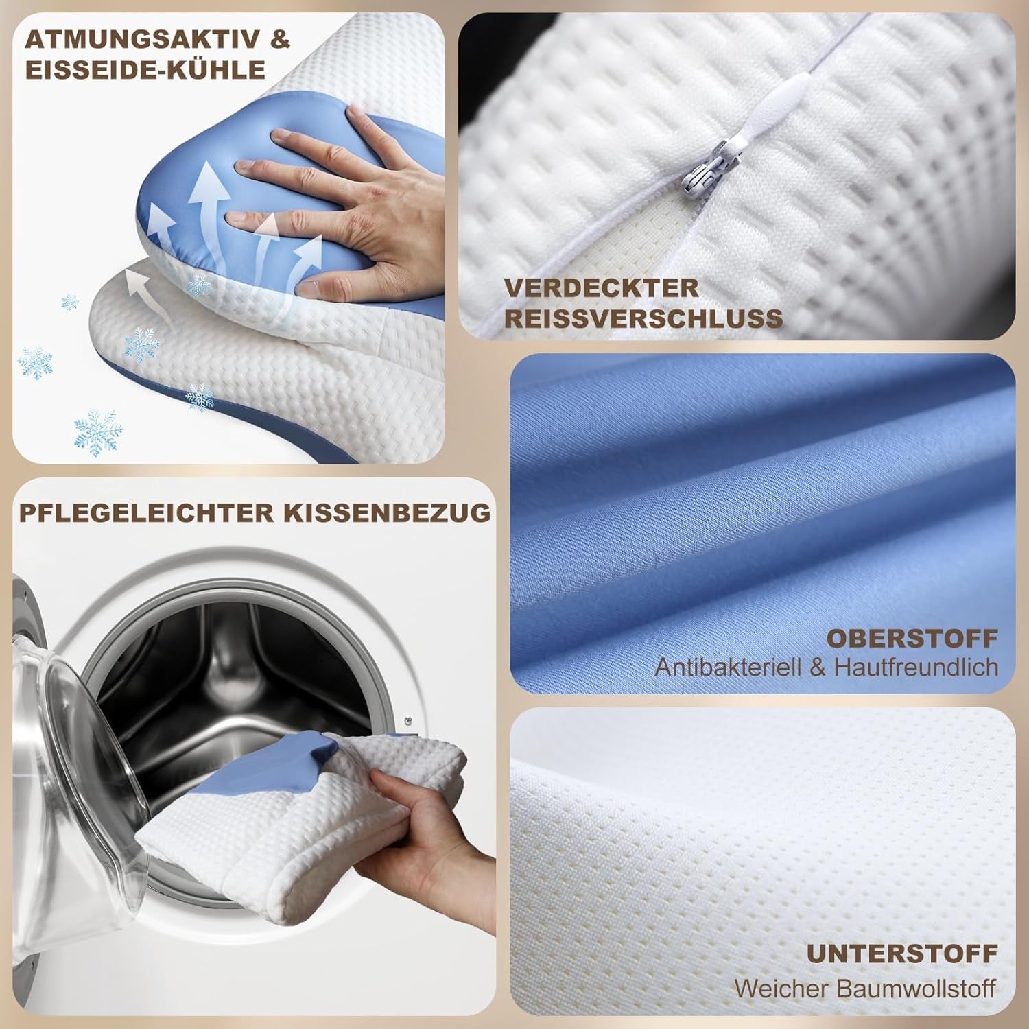 Ergonomisches Seitenschläferkissen – Nackenkissen, Nacken- und Schulterschmerzen-Stützkissen, orthopädisches Memory-Schaum-Nackenstützkissen für Bauch, Rücken und Seitenschläfer mit Nackenstütze, zervikale orthopädische Kissen, Naty Shop