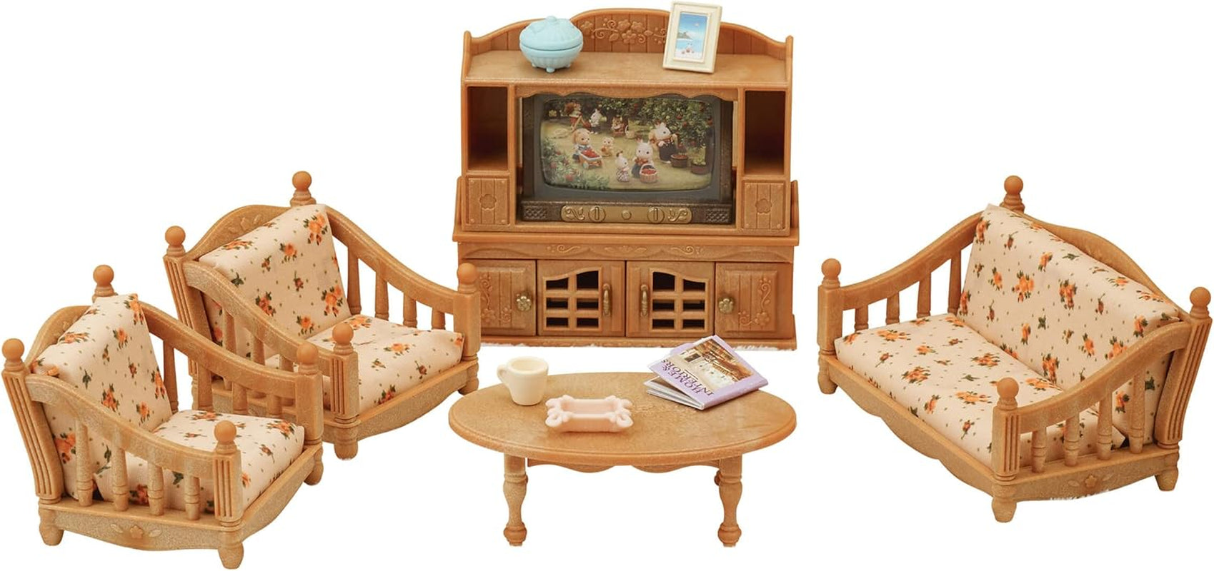 5716 Stadthaus mit Dachboden – Puppenhaus und L5339 Landhaus-Wohnzimmer – Puppenhausmöbel, 30 x 50 cm, 1 Stück (1 Packung), aus Kunststoff