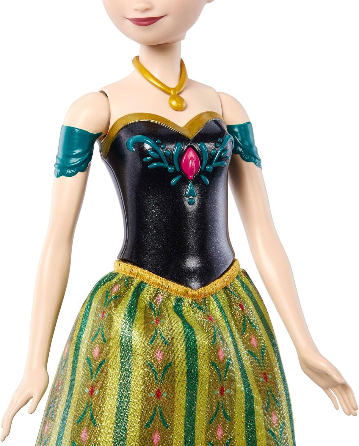 Mattel Disney Frozen Singing Anna Doll – 30-Sekunden-Liedausschnitt, klassisches Schloss-Outfit, abnehmbarer weicher Rock, kämmbares Haar, für Kinder ab 3 Jahren, deutsche Version, HMG41