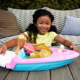 Barbie-Schnellboot-Set, Barbie-Puppe mit blonden Haaren, rosa Schwimmweste, Boot, Welpe, Zubehör, Geschenke für 3+, Grg30 Naty Shop Dolls