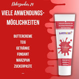 Dekozauber 24 rote Lebensmittelfarbe, Gel, 30 g, vegan, zuckerfrei, hochkonzentriert, rote Lebensmittelfarbe für Fondant, Buttercreme, Getränke und mehr