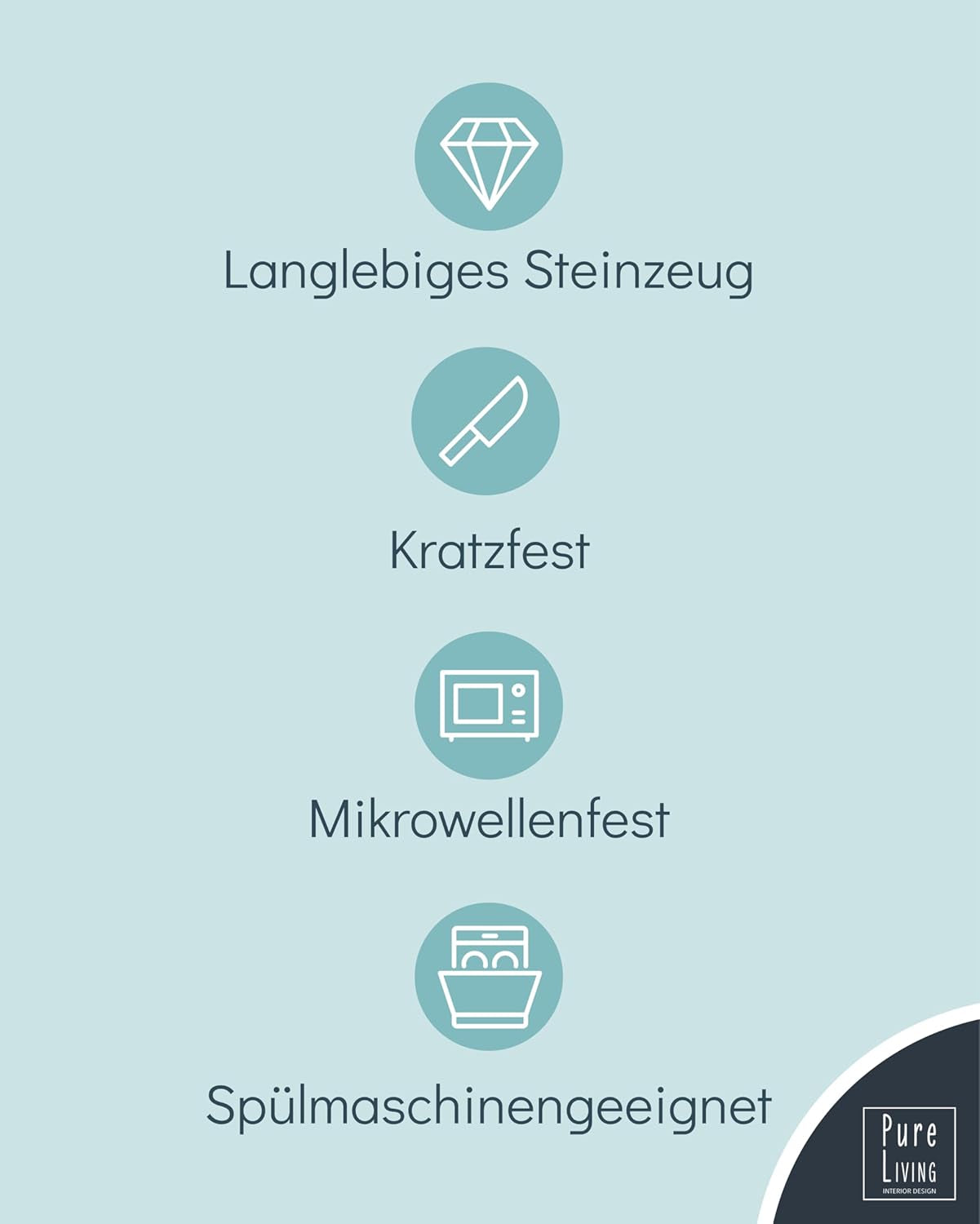 Keramikgeschirrset für 6 Personen, Hygge, 24-teilig. TESTSIEGER Verträumtes skandinavisches Steingut-Geschirr-Set mit Schüssel und Teller für 6 Pure Living-Geschirrsets in Graublau
