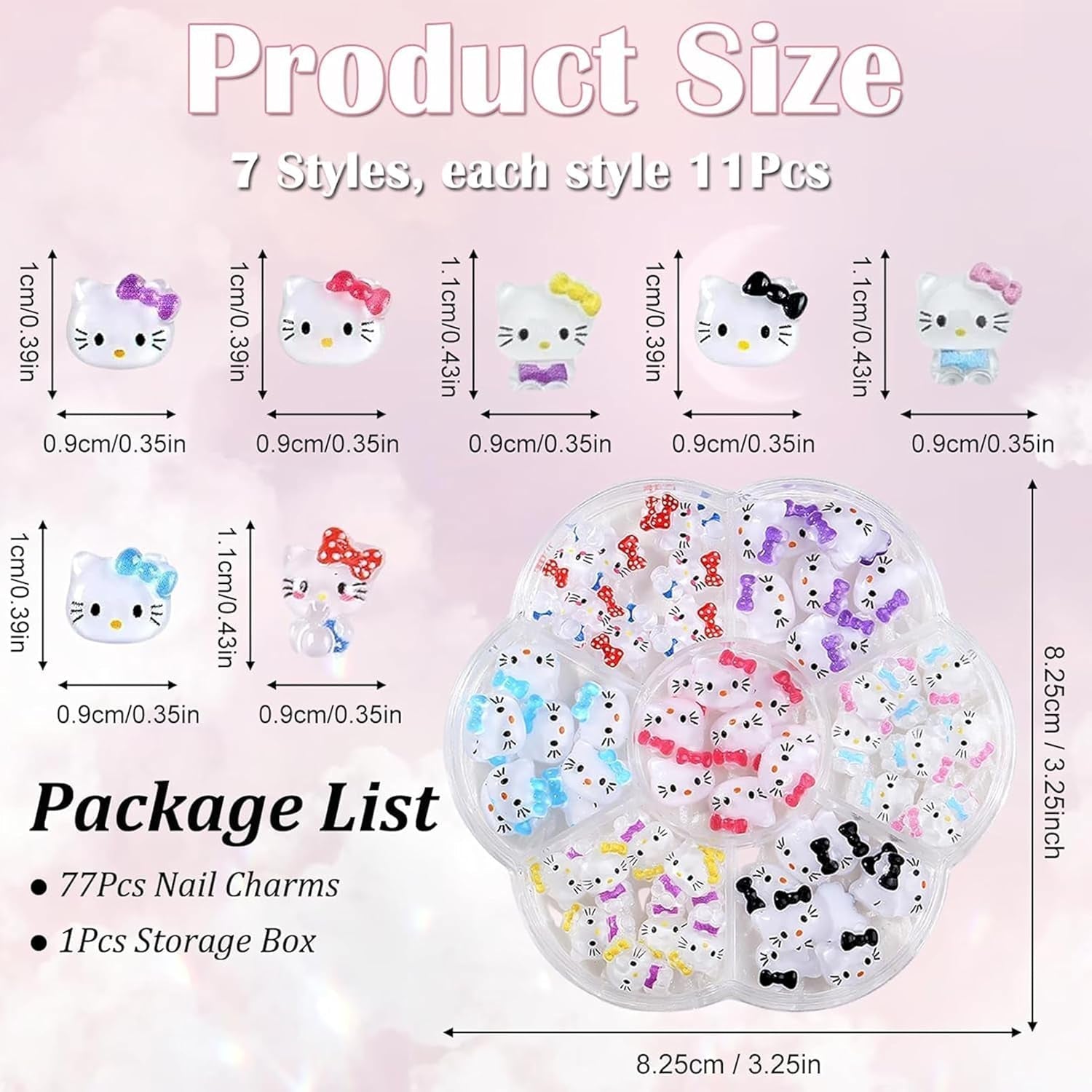 3D-Katzen-Nagelaufkleber, Nagelglitzer, Pailletten, Kunstharz-Nagelaufkleber, Nageledelsteine, Diamanten für Nagelkunst, inklusive Strass-Nagelwachsstift (Bunte Katze)