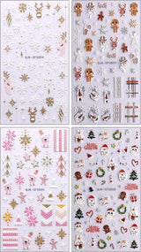 Weihnachts-3D-Nagelaufkleber, 4 Bögen, 5D-Nagelaufkleber, stereoskopische Nagelaufkleber, Dekorationen, Nageldesign-Zubehör