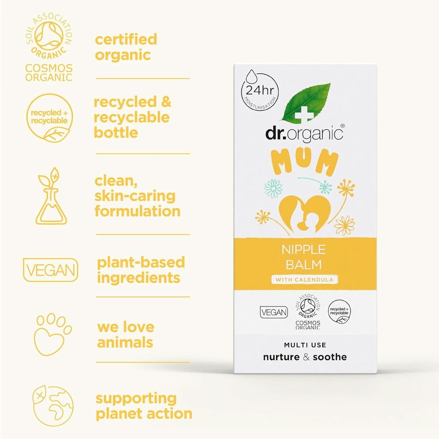 Dr Organic Brustwarzenbalsam mit Ringelblume, Lanolin, natürliche Linderung, für Wunden und rissige Brustwarzen, 30 ml Zubehör Essen und Stillen Bebe Naty Shop