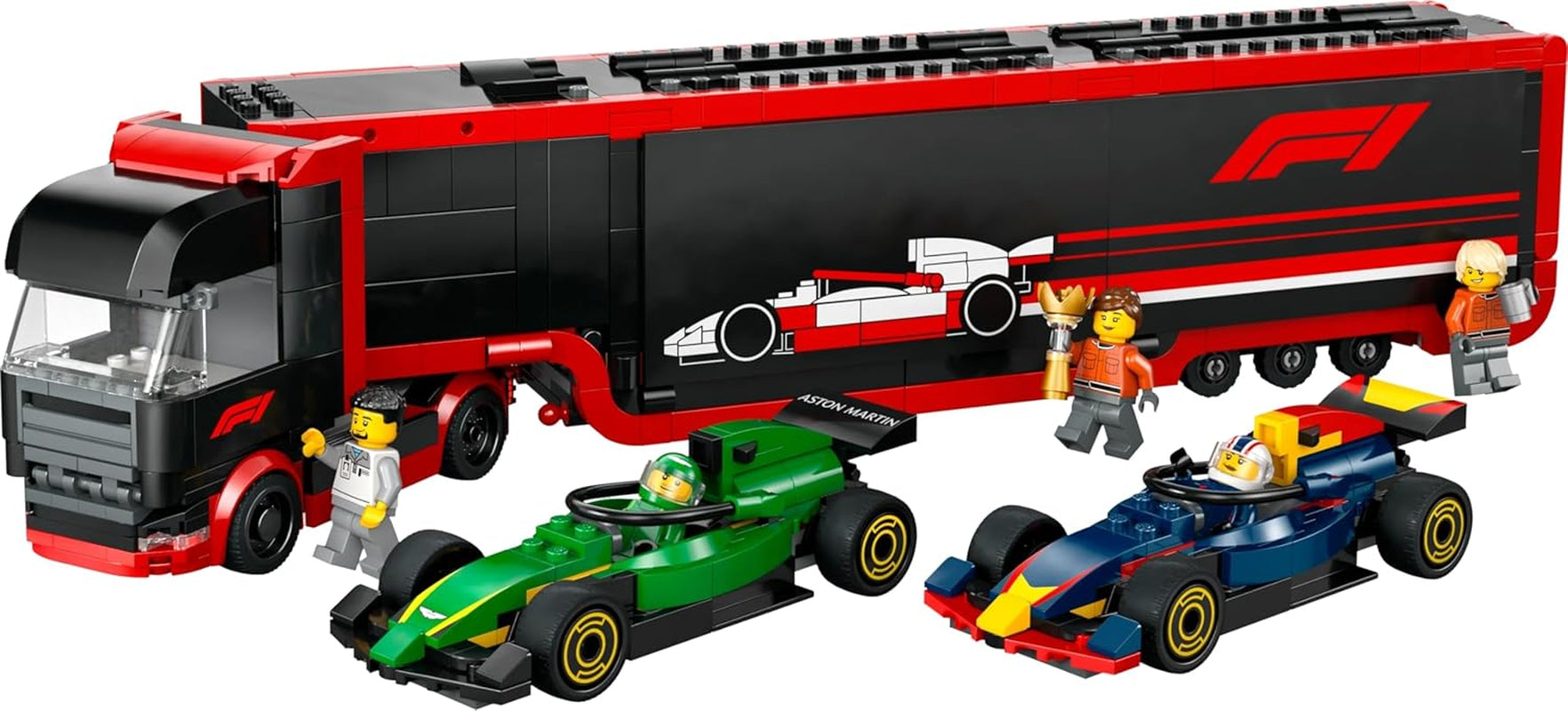 LEGO City F1 Transporter mit RB20 & AMR24 F1 Rennwagen – Spielzeugautotransporter für Red Bull & Aston Martin Formel 1 Teams – inkl. 5 Minifiguren – Geschenk für Jungen und Mädchen ab 8 Jahren 60445 Bausätze Besuchen Sie den LEGO-Store