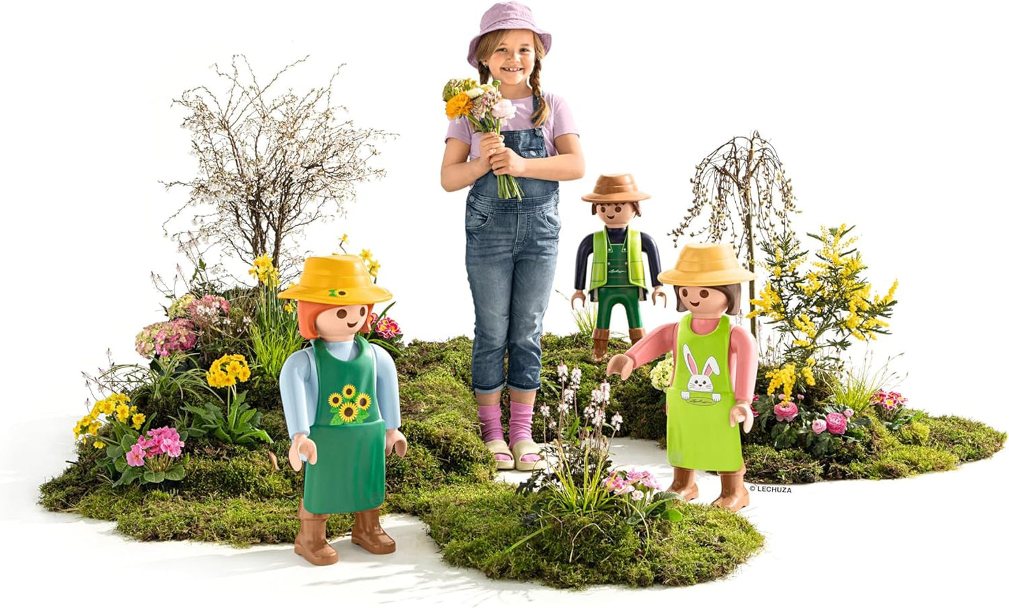 LECHUZA Gardener 2021 - Sonnenblume (62,5 cm), Grün/Hellblau