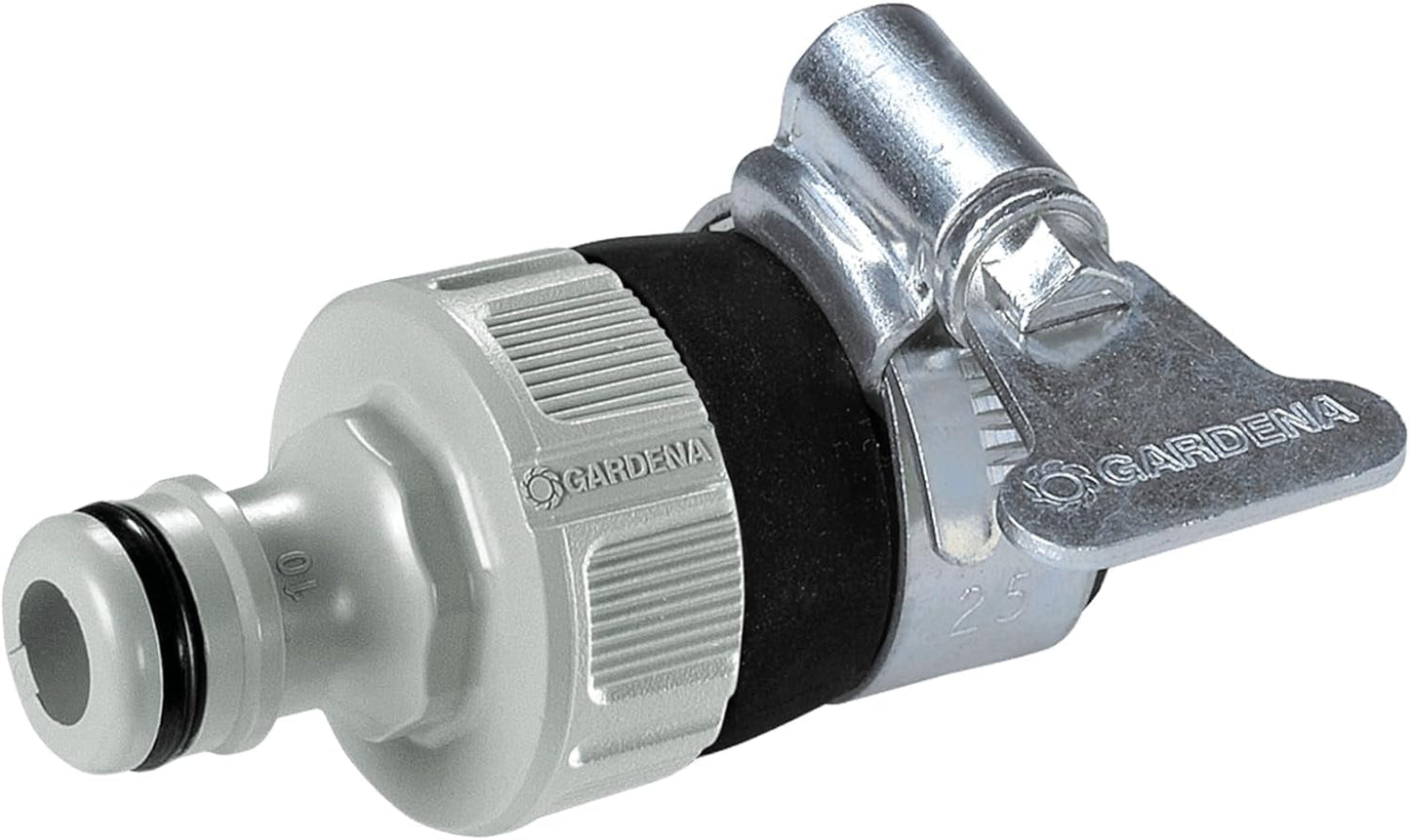 Gardena Water Thief: Universeller Wasserhahn-Adapter zum Anschluss Ihres Gardena-Gartenschlauchs an einen Schlauch mit 14–17 mm Außendurchmesser. gewindeloser Wasserhahn, korrosionsbeständig (2908-20)
