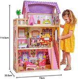 KidKraft Kayla Holzpuppenhaus mit Möbeln und Zubehör, 3-stöckiges Spielset für 30-cm-Puppe, Spielzeug für Kinder ab 3 Jahren, 65092 – Exklusiv bei Amazon